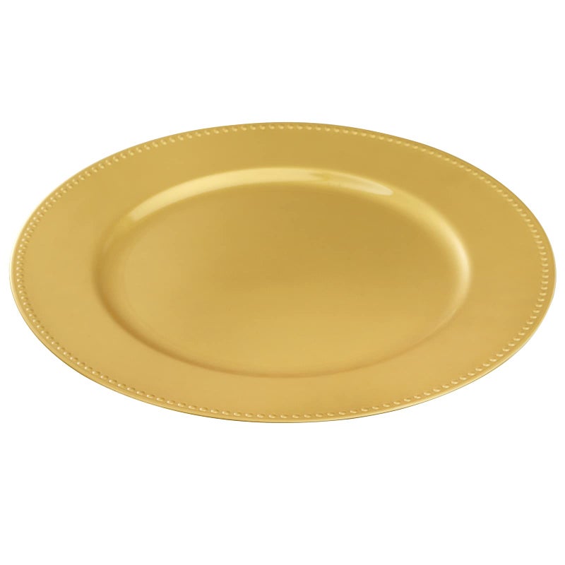 Okllen 12 Pack Plastic Gold Charger Plates, 13" Round Beaded Charger Plates for Wedding, Catering Event, Tabletop Decor - Image 5