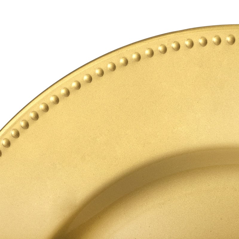 Okllen 12 Pack Plastic Gold Charger Plates, 13" Round Beaded Charger Plates for Wedding, Catering Event, Tabletop Decor - Image 3