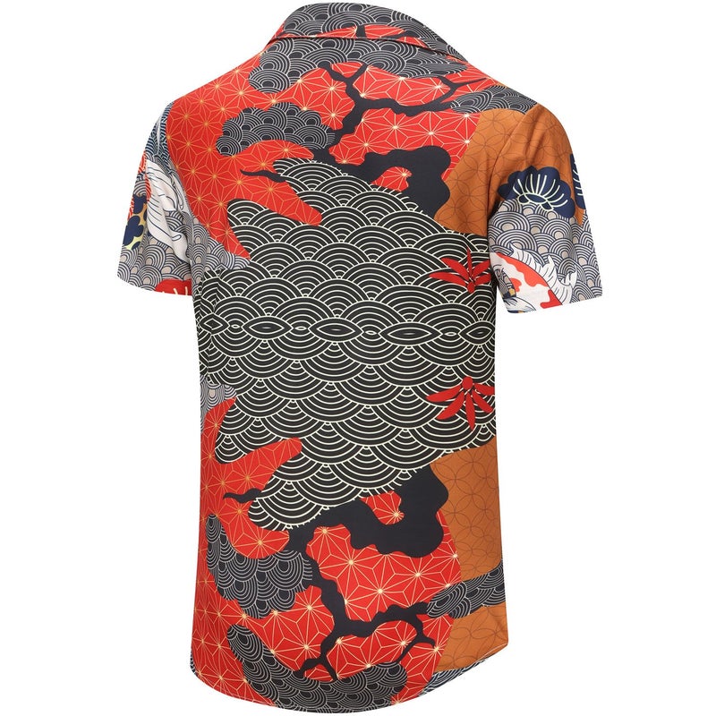 KYKU Mens Casual Button Down Shirts Short Sleeve Hawaiian Shirt, Multicolor, L - Image 5