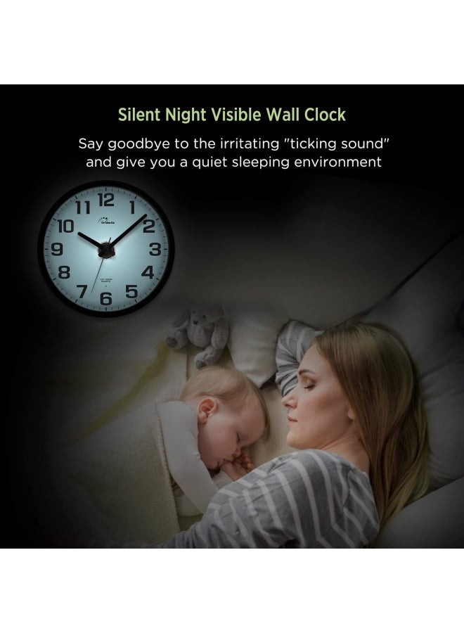 Wallarge  Night Light Wall Clock for Bedroom - Silent Lighted up Wall Clock Glow in The Dark  Battery Operated for Living Room Kitchen  Easy to Read Large Digital Display  13 Inch  - Image 4