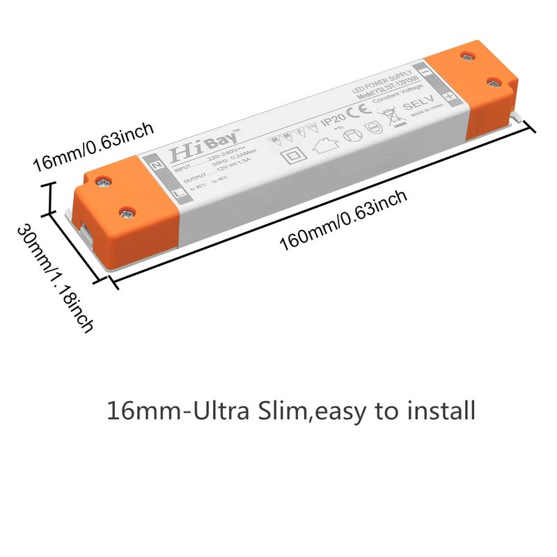 محول LED بقدرة 18 واط وجهد 12 فولت من شركة ، يحول الجهد من 240V إلى 12V، نحيف جدًا، مناسب للمصابيح LED من نوع G4، MR16، MR11، وأضواء الشرائط (1 وحدة) - Image 2
