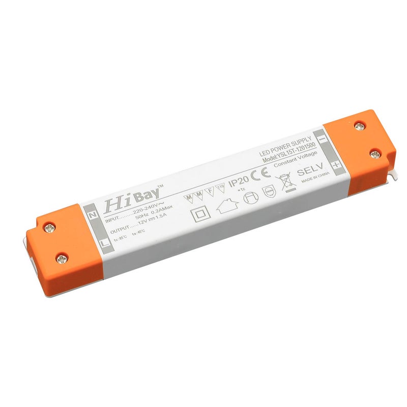 محول LED بقدرة 18 واط وجهد 12 فولت من شركة ، يحول الجهد من 240V إلى 12V، نحيف جدًا، مناسب للمصابيح LED من نوع G4، MR16، MR11، وأضواء الشرائط (1 وحدة) - Image 1