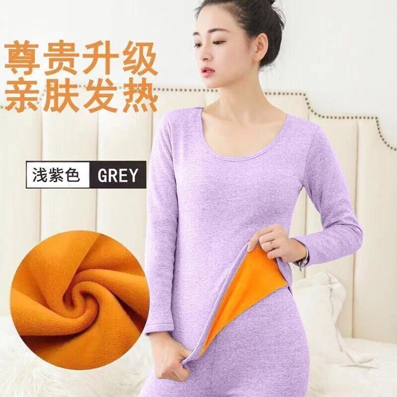 Thermal Underwear Women'S Thickened Fleece-Lined Autumn Clothes Women'S Autumn Trousers Suit Stretch Middle-Aged And Elderly Undershirt For - Image 1