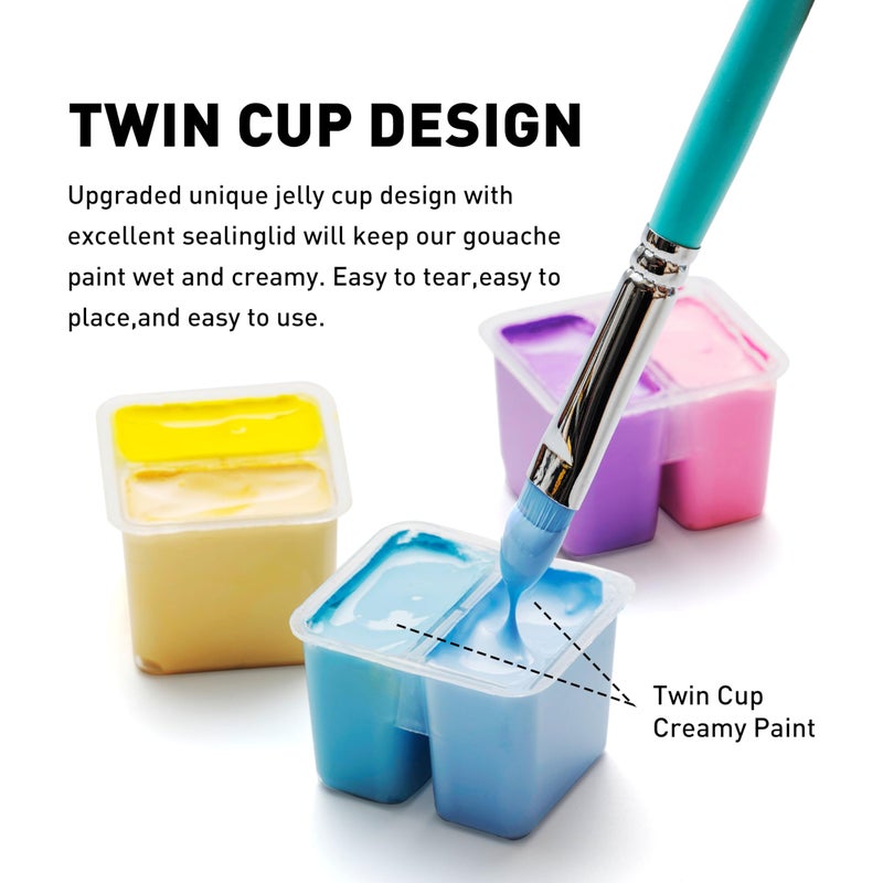 HIMI Twin Cup Jelly Gouache Paint Set, 112 Colors 12g, Jelly Cup Design, Gouache Paint Non Toxic for Canvas and Paper, Art Supplies for Professionals and Beginner (Peach Fuzz) - Image 2