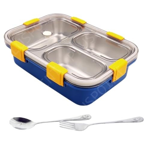 PLUSPOINT Bento Lunch Box Insulated Air Tight Lunch Box And Portable Utensils, Stainless Steel Lunch Containers, Leak Proof Bento Box For Kids, Adults, Men Women (New Pink), 710 Ml - Image 1