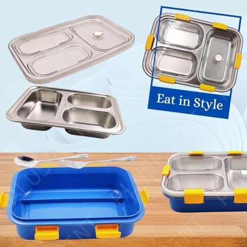 PLUSPOINT Bento Lunch Box Insulated Air Tight Lunch Box And Portable Utensils, Stainless Steel Lunch Containers, Leak Proof Bento Box For Kids, Adults, Men Women (New Pink), 710 Ml - Image 2