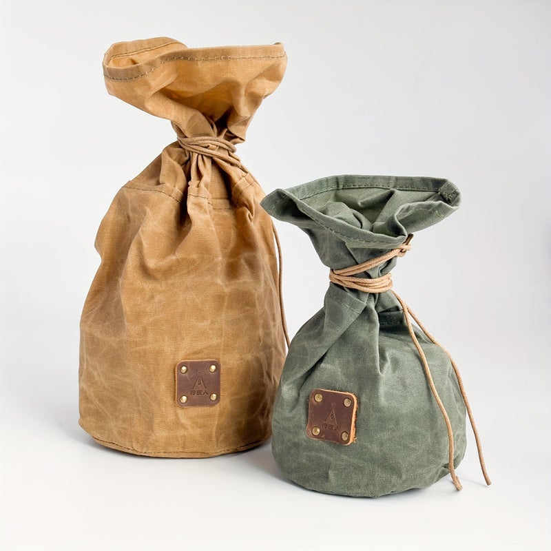 Green Waxed Canvas Large Camping Storage Bag 9x13 Inch - Image 2