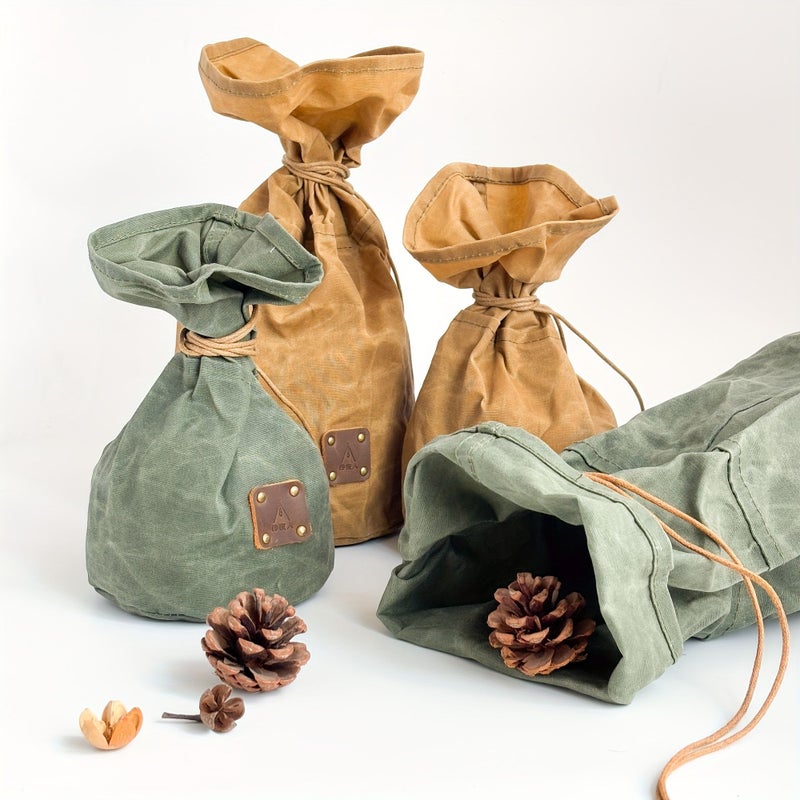Green Waxed Canvas Large Camping Storage Bag 9x13 Inch - Image 3