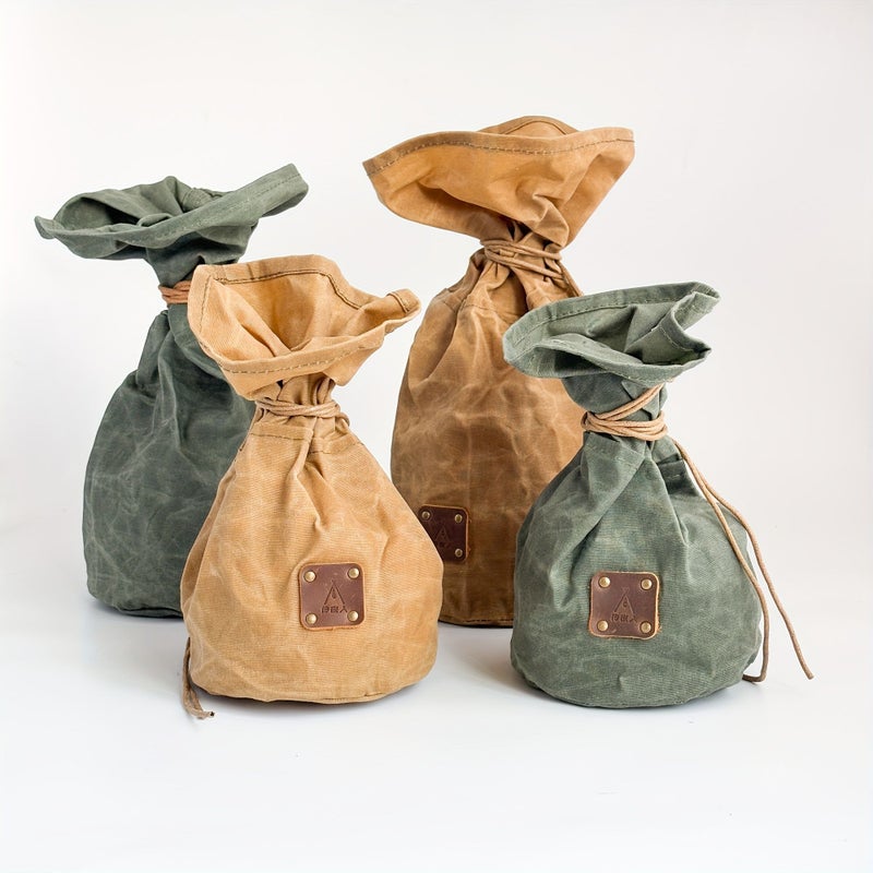 Green Waxed Canvas Large Camping Storage Bag 9x13 Inch - Image 1