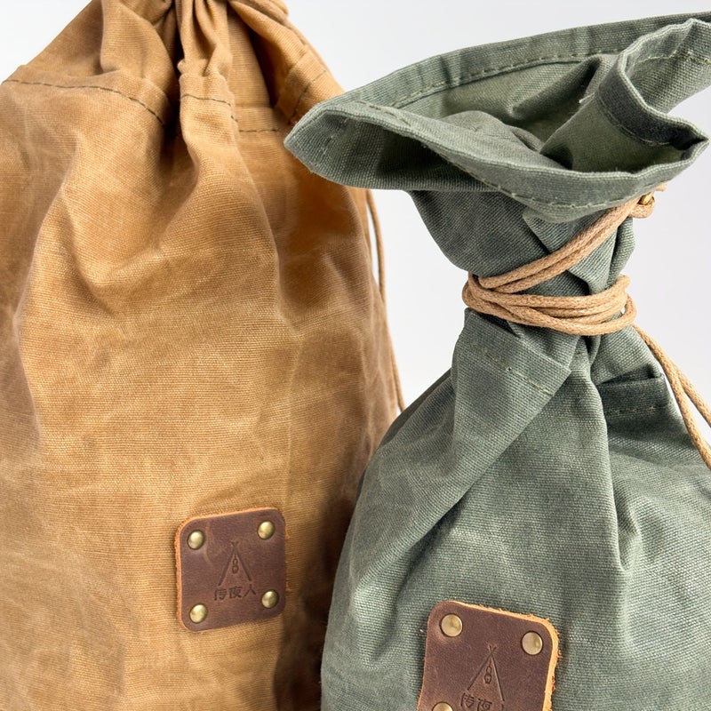 Green Waxed Canvas Large Camping Storage Bag 9x13 Inch - Image 5