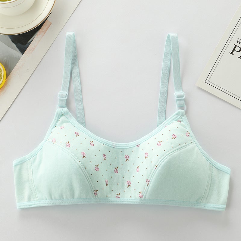 Girls Cotton Tank Top Bra 10-13 Years Green - Image 1