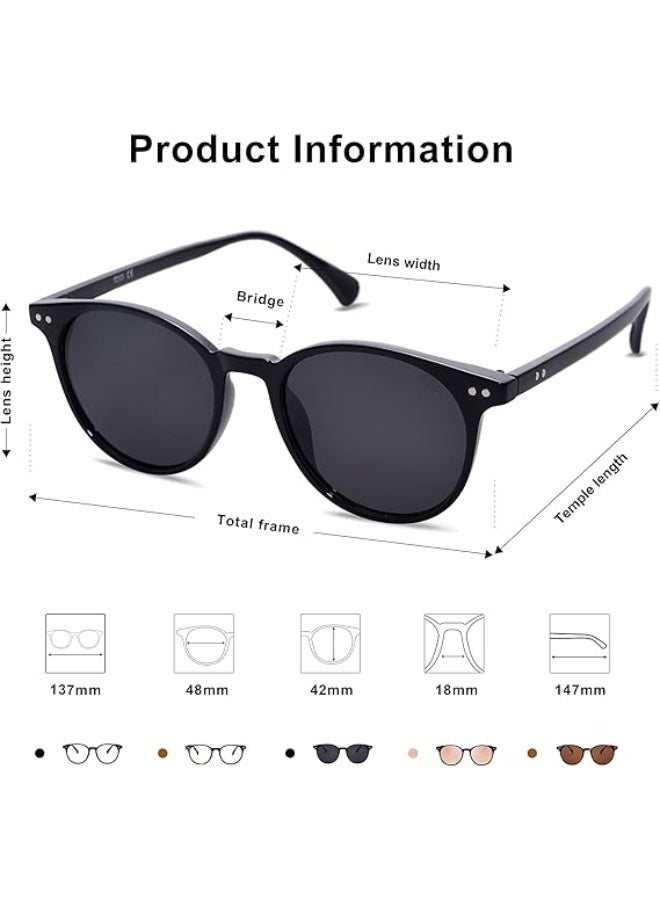 HDCRAFTER Small Round Classic Polarized Sunglasses for Women Men Vintage Style UV400 Lens MAY - Image 5