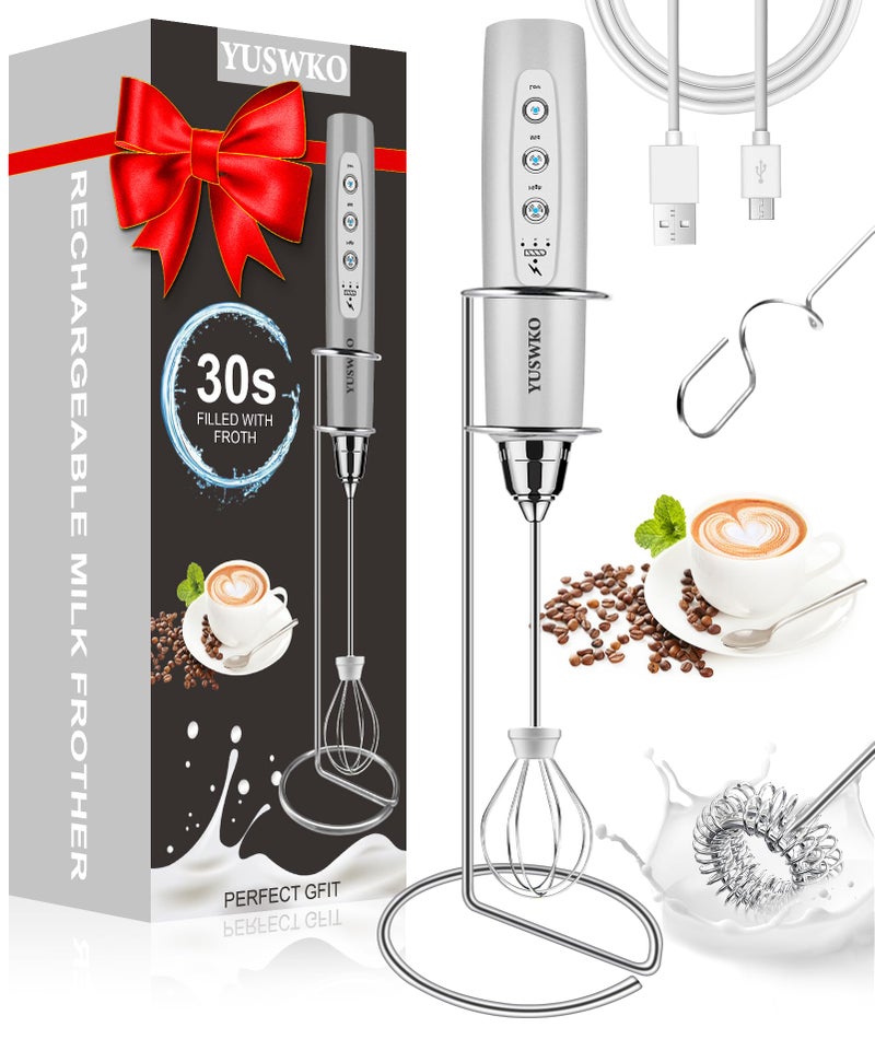 خلاط حليب يوسووكو محمول للقهوة مع قاعدة قابل لإعادة الشحن خلاط مشروبات مع 3 رؤوس 3 سرعات خلاط قهوة كهربائي هدية للعديد من المناسبات والمهرجانات
