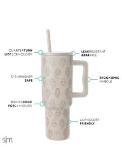 Simple Modern Simple Modern Disney 40 oz Tumbler with Handle and Straw Lid | Insulated Reusable Stainless Steel Water Bottle Travel Mug | Gifts for Women Men Him Her | Trek Collection | 40oz | Princess Icons  - Image 2