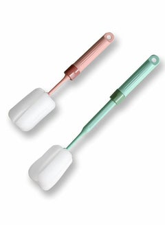 KASTWAVE 2Pack Bottle Brush, Dishwashing Foam Sponge Brush, Adjustable Length from 10 to 13in, Long Handle Cleaning Brushes, for Baby Bottle, Kitchen Clean Glasses, Mugs Cups (Pink and Green）  - Image 1