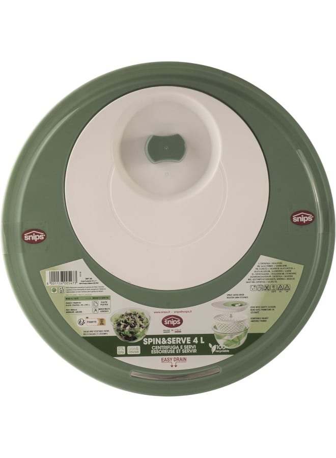 Snips Salad Spinner 4 Litres Green Colour Made In Italy Bpa Free Pp + San 4 Lt - Image 5