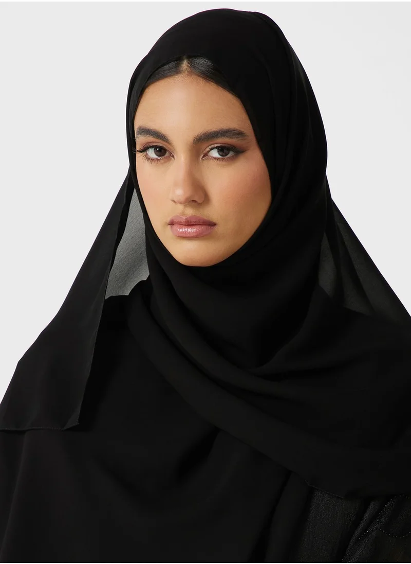 hayas closet Embroidered Flared Sleeve Abaya