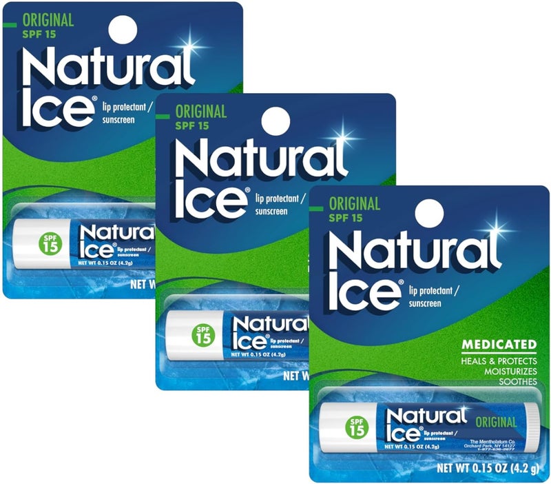 Mentholatum Natural Ice Lip Balm Original SPF 15 - Pack of 3 - Image 5