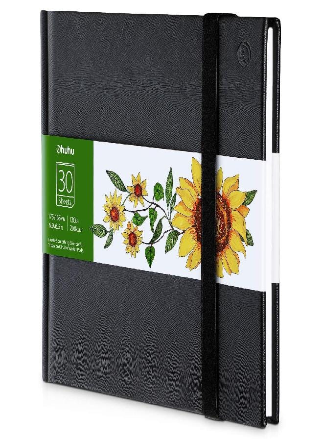 Ohuhu Ohuhu Marker Pads Art Sketchbook, 6.9"x6.5" Mini Square Size, 120 lb/200 GSM Heavy Smooth Drawing Papers, 30 Sheets/60 Pages, Hardcover Sketch Book, for Marker Christmas Gift - Image 1