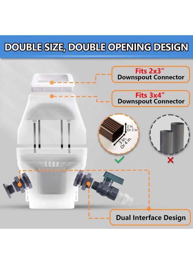Tintsabo Rainwater Collection System, Rain Diverter for 2x3”and 3x4” Standard Downspouts, with PVC 3/4 Spigot and Filtration, White - Image 3