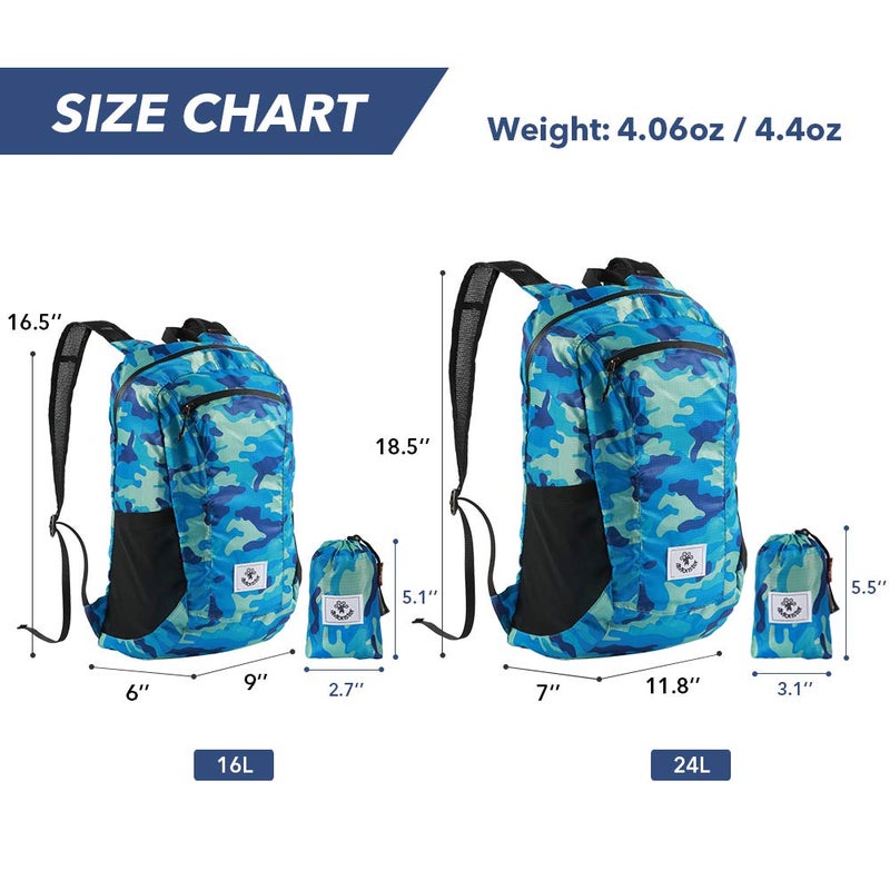 4Monster Hiking Daypack,Water Resistant Lightweight Packable Backpack for Travel Camping Outdoor (Navy Blue, 16L) - Image 3