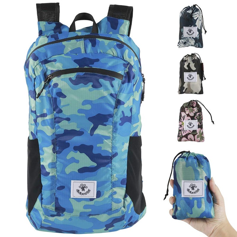4Monster Hiking Daypack,Water Resistant Lightweight Packable Backpack for Travel Camping Outdoor (Navy Blue, 16L) - Image 1