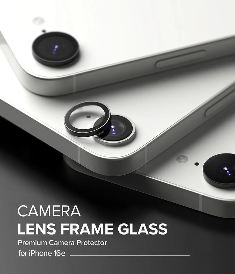 POPIO Camera Lens Protector For iPhone 16e / 17e (Black), 1 Set, with Easy Installation Kit - Image 4