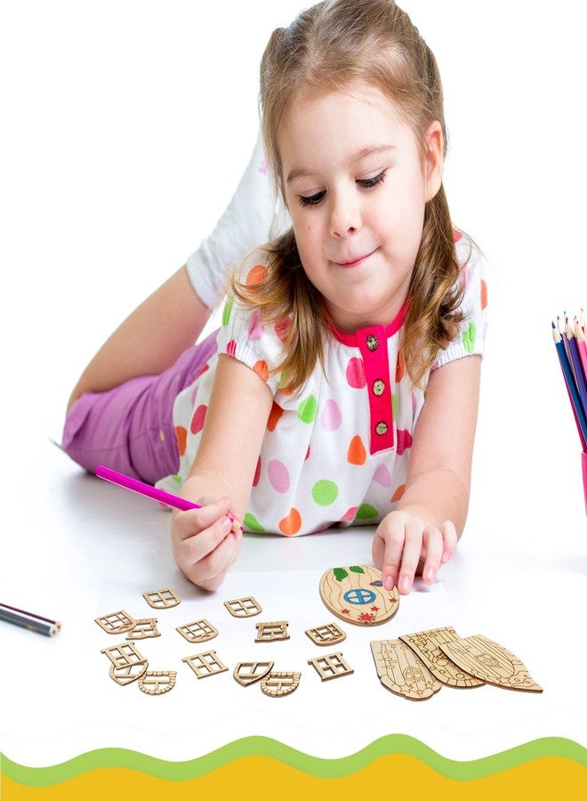 Yulejo 64 Pcs Fairy Door Mini Wooden Garden Doors Unfinished DIY Craft Fairy House Kit Unpainted Wood Miniature Blank Windows for Home Office Wedding Party Decoration Accessories - Image 5