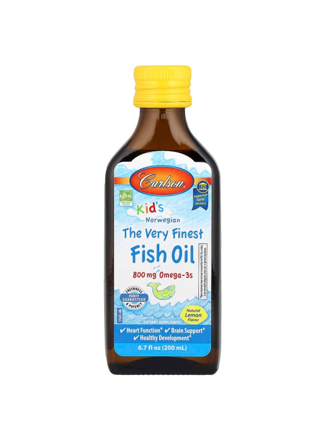Carlson Kid's, Norwegian, The Very Finest Fish Oil, Natural Lemon, 800 mg, 6.7 fl oz (200 ml)