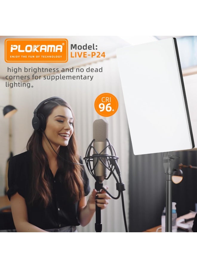 PLOKAMA Live P24 Professional LED Fill Light, Studio Lighting Kit with Power Adapter, Photography & Videography Light Panel, Black - Image 3
