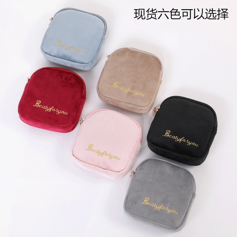 Niche Dutch Velvet Storage Small Bag Girl'S Heart Sanitary Napkin Storage Bag Monthly Student Portable Carry-On Aunt Towel Bag - Image 5