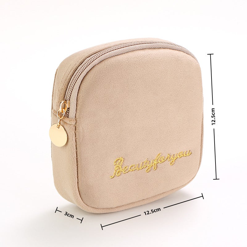 Niche Dutch Velvet Storage Small Bag Girl'S Heart Sanitary Napkin Storage Bag Monthly Student Portable Carry-On Aunt Towel Bag - Image 1