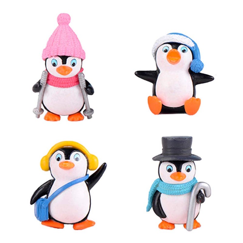 MAOMIA Cute Penguin Figures - 4 Pcs Mini Penguin Figurines Set, Cake Topper & Fairy Garden Decoration - Image 1