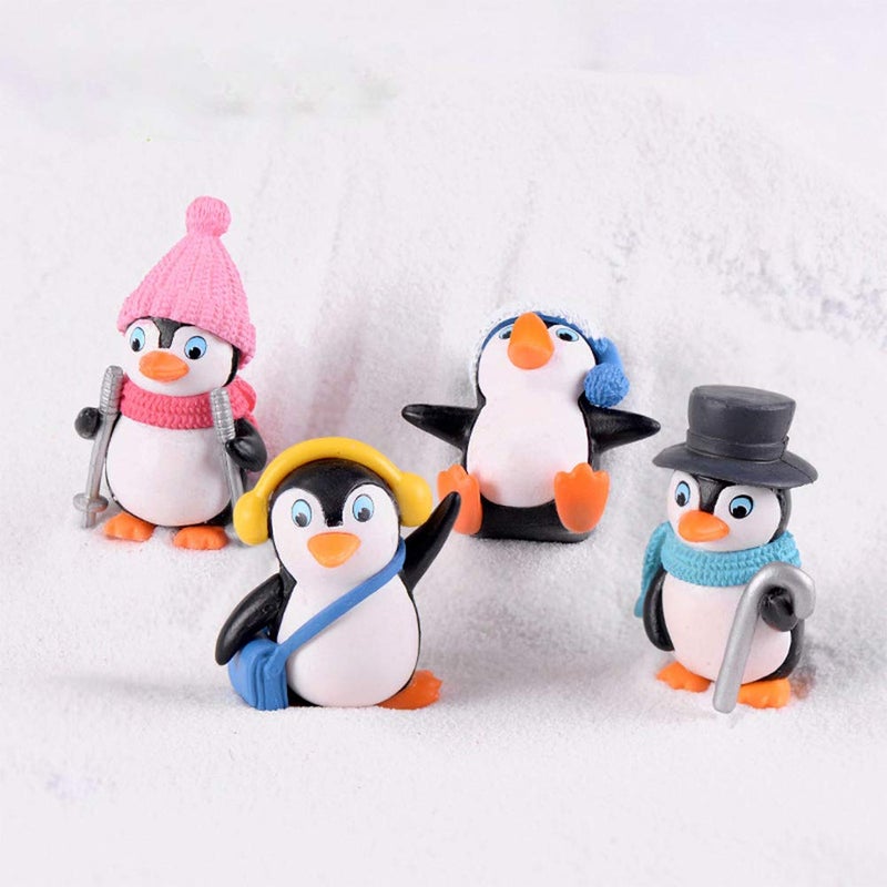 MAOMIA Cute Penguin Figures - 4 Pcs Mini Penguin Figurines Set, Cake Topper & Fairy Garden Decoration - Image 2