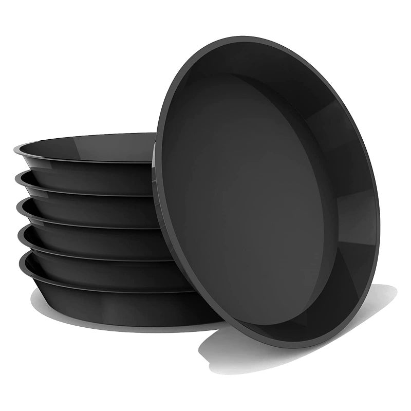 دنبوت 6 عبوات صحن نبات 12 14 16 18 20 22 بوصة صينية نبات بلاستيكية قوية ومتينة لوعاء الزهور ملحقات صحن وعاء النبات للداخل والخارج 22 بوصة أسود