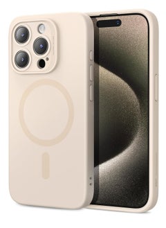 ESR ESR for iPhone 15 Pro Max Case with MagSafe, Supports Magnetic Charging, Slim Liquid Silicone Case, Shock Absorbing, Screen and Camera Protection, Cloud Series, Light Tan  - Image 1