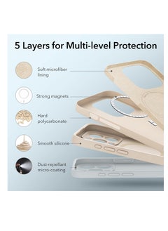 ESR ESR for iPhone 15 Pro Max Case with MagSafe, Supports Magnetic Charging, Slim Liquid Silicone Case, Shock Absorbing, Screen and Camera Protection, Cloud Series, Light Tan  - Image 5