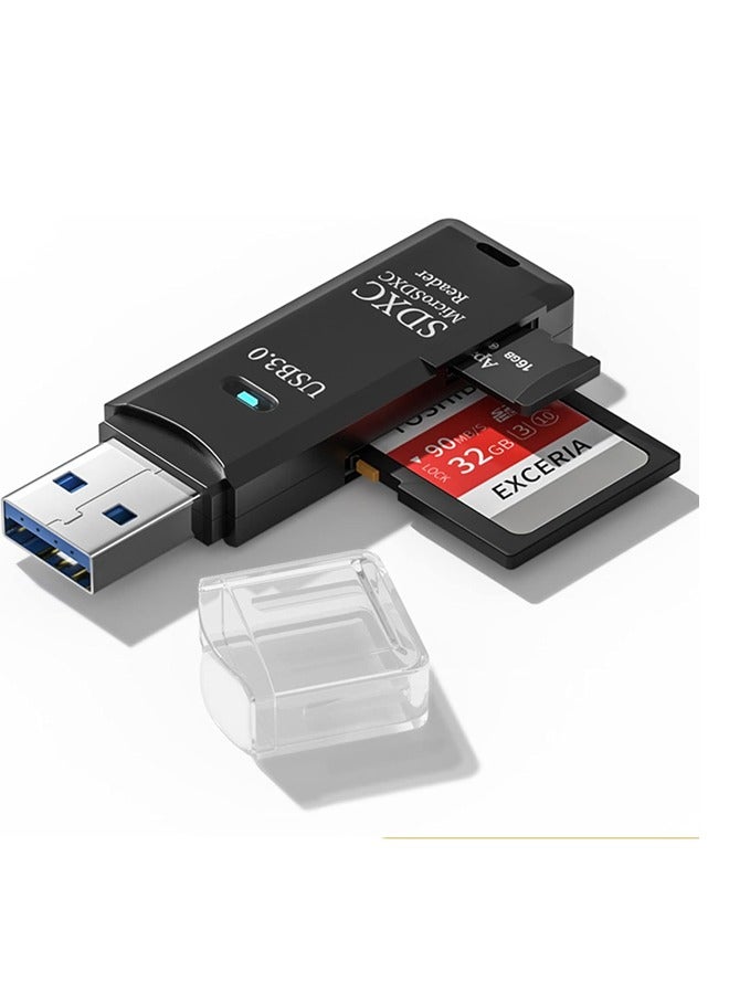 USB3.0 Micro SD Card Reader, 5Gbps 2-in-1 SD Card Reader to USB Adapter, Wansurs Memory Card Reader for SDXC, SDHC, MMC, RS-MMC, Micro SDXC, Micro SD, Micro SDHC and UHS-I Cards