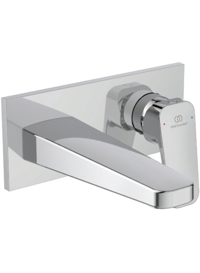 Ideal Standard Ceraplan Rectangular Wall-Mounted Single Lever Basin Mixer Kit 2, Brass, Chrome, 193 x 115.5 mm - Image 1