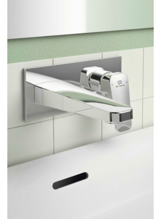 Ideal Standard Ceraplan Rectangular Wall-Mounted Single Lever Basin Mixer Kit 2, Brass, Chrome, 193 x 115.5 mm - Image 2