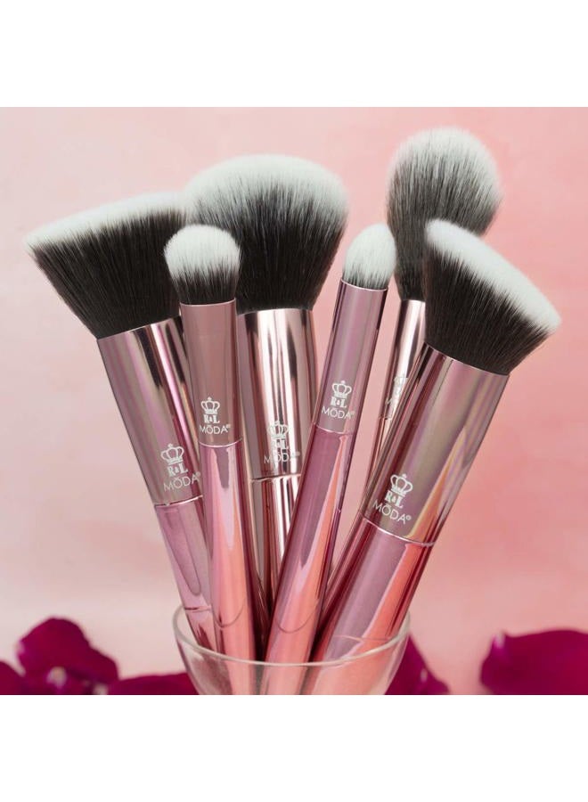 MODA Limited Edition 6PC Rose Bundle Makeup Brush Set, Includes - Powder, Angle Blender, Diffuser, Shadow, and Smokey Eye Brushes - Image 3