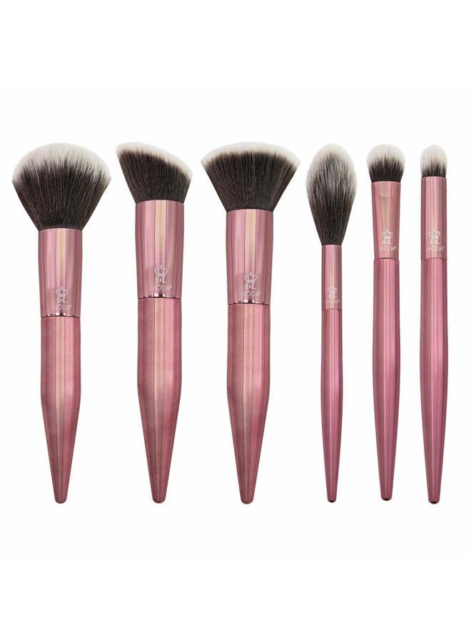 MODA Limited Edition 6PC Rose Bundle Makeup Brush Set, Includes - Powder, Angle Blender, Diffuser, Shadow, and Smokey Eye Brushes - Image 1