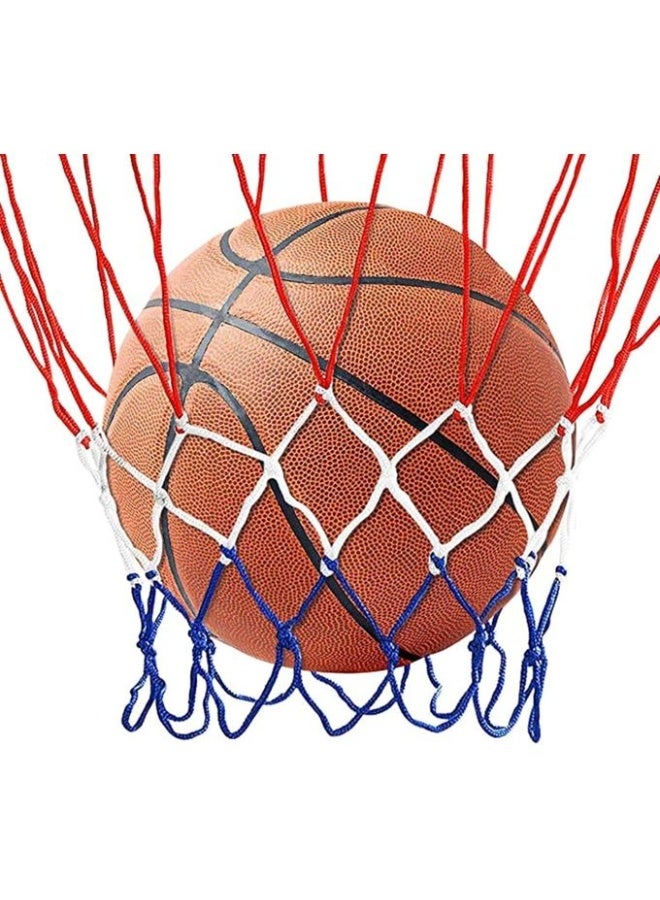 طوق كرة سلة مزدوج قطر 45 سم احترافي بآلية امتصاص الصدمات (Spring-Loaded) قابل للتركيب على الحائط، حلقة معدنية شديدة التحمل مع شبكة ثلاثية الألوان - مناسب للداخل والخارج ولعبة السلام دانك (Dunking). - Image 2