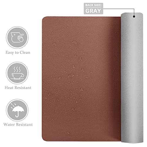 Aothia Double-Sided PU Leather Desk Pad - Non-Slip Large Mouse Pad & Desk Mat for Office, Home - Waterproof, Easy to Clean, Durable Dual-Sided Surface(Brown, 23.6" x 13.7") - Image 2