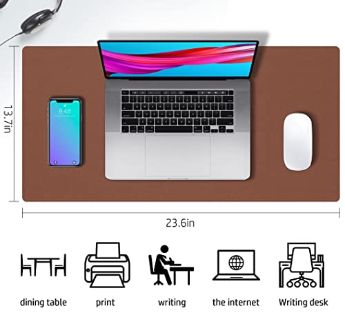Aothia Double-Sided PU Leather Desk Pad - Non-Slip Large Mouse Pad & Desk Mat for Office, Home - Waterproof, Easy to Clean, Durable Dual-Sided Surface(Brown, 23.6" x 13.7") - Image 3