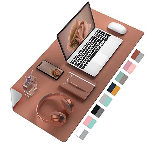 Aothia Double-Sided PU Leather Desk Pad - Non-Slip Large Mouse Pad & Desk Mat for Office, Home - Waterproof, Easy to Clean, Durable Dual-Sided Surface(Brown, 23.6" x 13.7") - Image 1