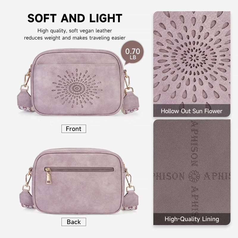 APHISON Crossbody Bags for Women Trendy,Vegan Leather Small Crossbody Purses Shoulder Handbags with Adjustable Strap Purple - Image 5
