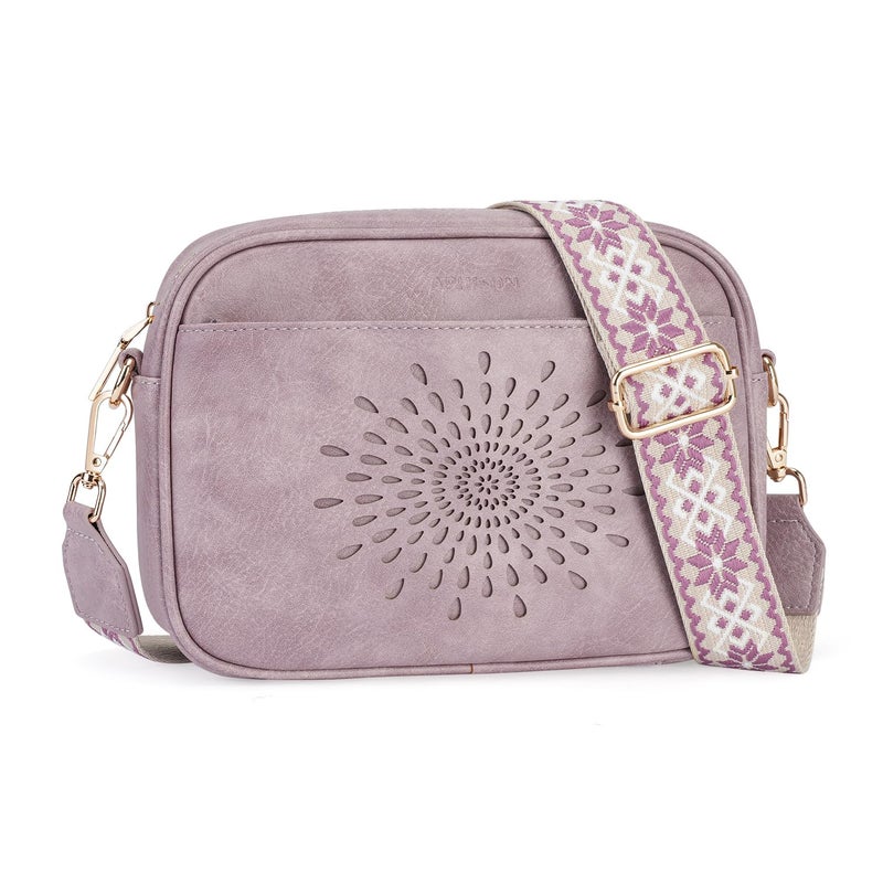 APHISON Crossbody Bags for Women Trendy,Vegan Leather Small Crossbody Purses Shoulder Handbags with Adjustable Strap Purple - Image 1