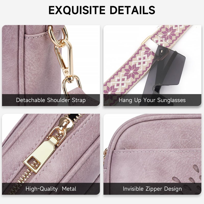 APHISON Crossbody Bags for Women Trendy,Vegan Leather Small Crossbody Purses Shoulder Handbags with Adjustable Strap Purple - Image 4