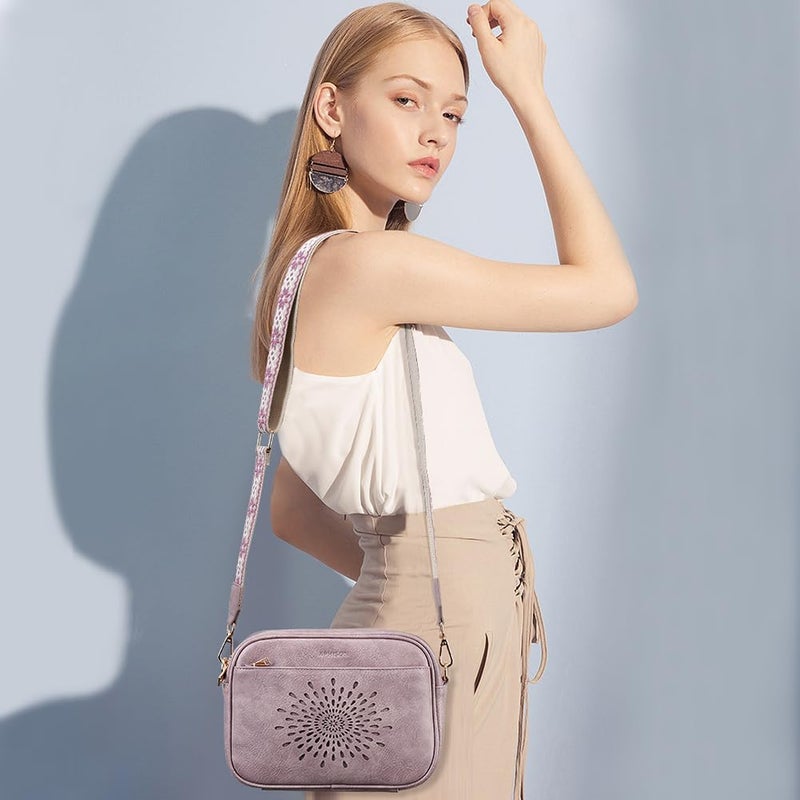 APHISON Crossbody Bags for Women Trendy,Vegan Leather Small Crossbody Purses Shoulder Handbags with Adjustable Strap Purple - Image 2